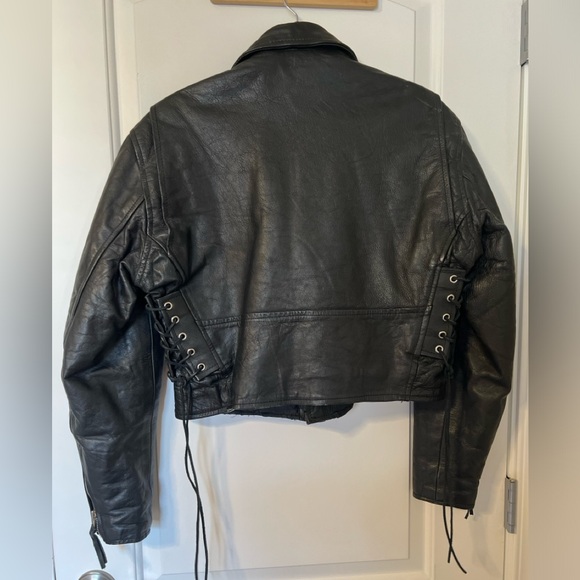 348. Vintage L.A. Roxx Leather Motorcycle Jacket Size XL - Picture 4 of 10